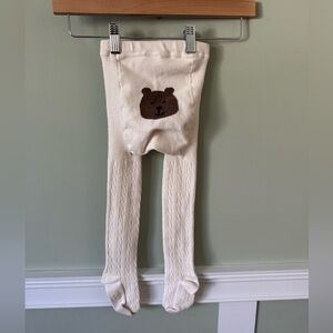 Baby Gap Cream Tights with Bear Design